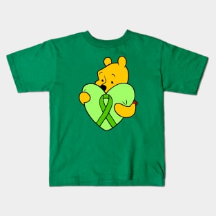 Yellow bear hugging green Awareness ribbon Kids T-Shirt